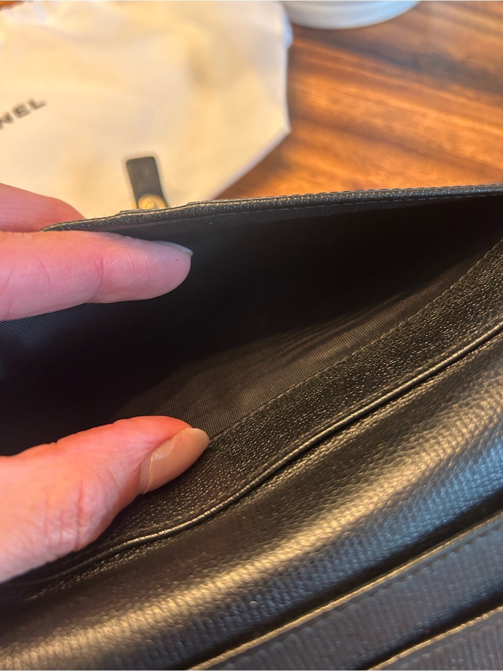 CHANEL Vintage Black Caviar Leather Coco Button Long Flap Wallet - Picture 7 of 12